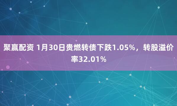聚赢配资 1月30日贵燃转债下跌1.05%，转股溢价率32.01%